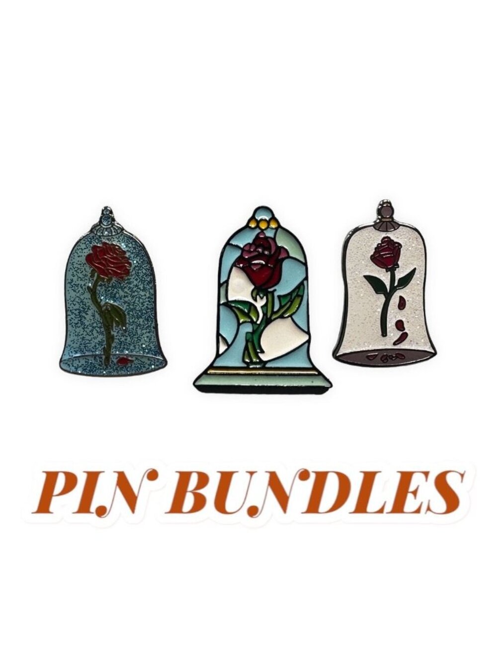 Beauty Beast Rose Lapel Pin Glass Cover Belle Princess Brooch Badge Gift Set Pin